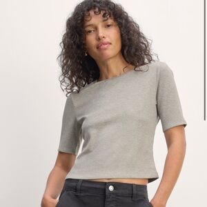 Everlane shimmy tee in Gray Ribbed Short Sleeve Top